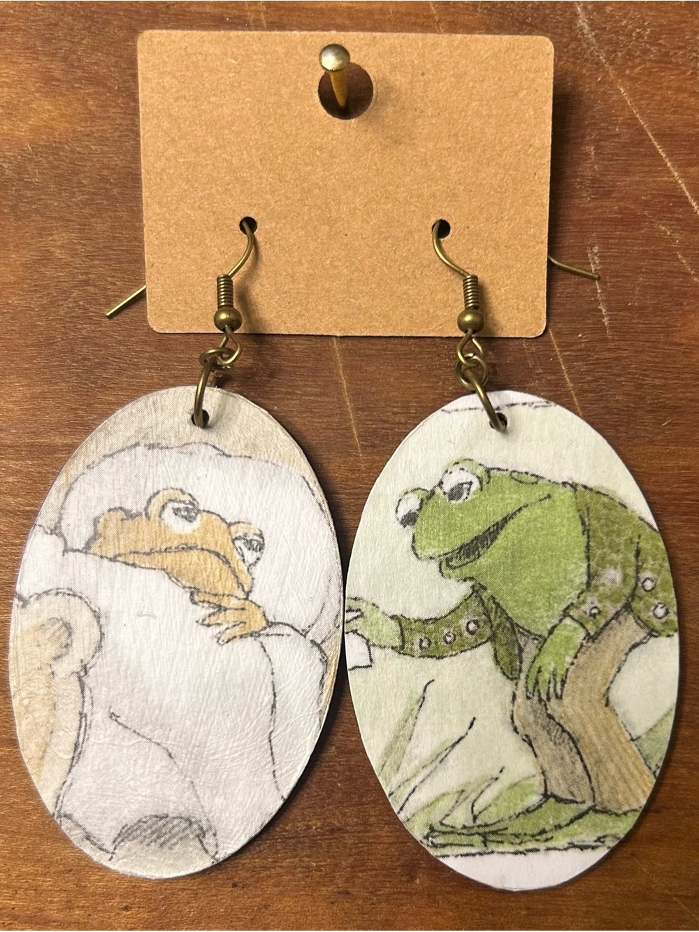Upcycled Frog and Toad Drop Earrings